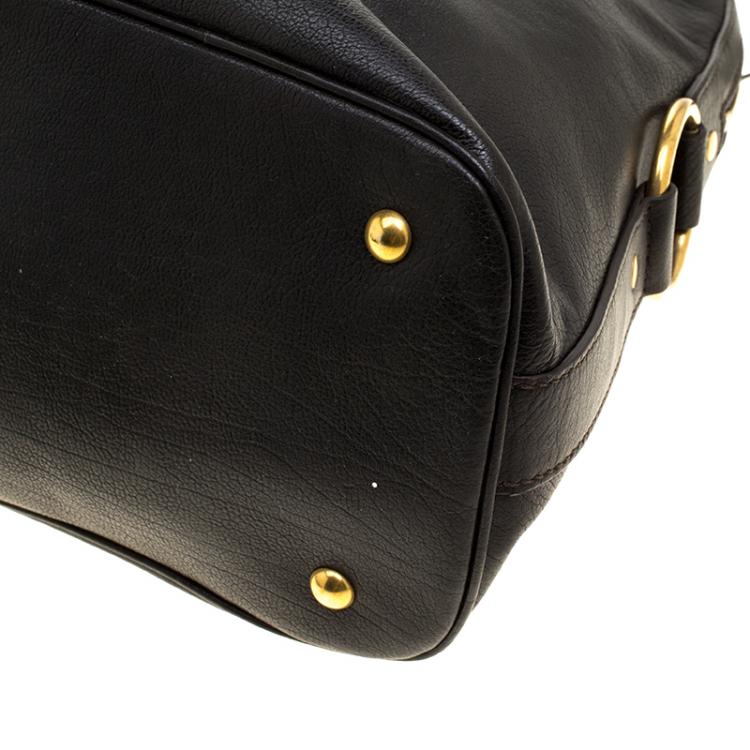 Pre Owned Saint Laurent Paris Dark Brown Leather Oversized Muse Tote