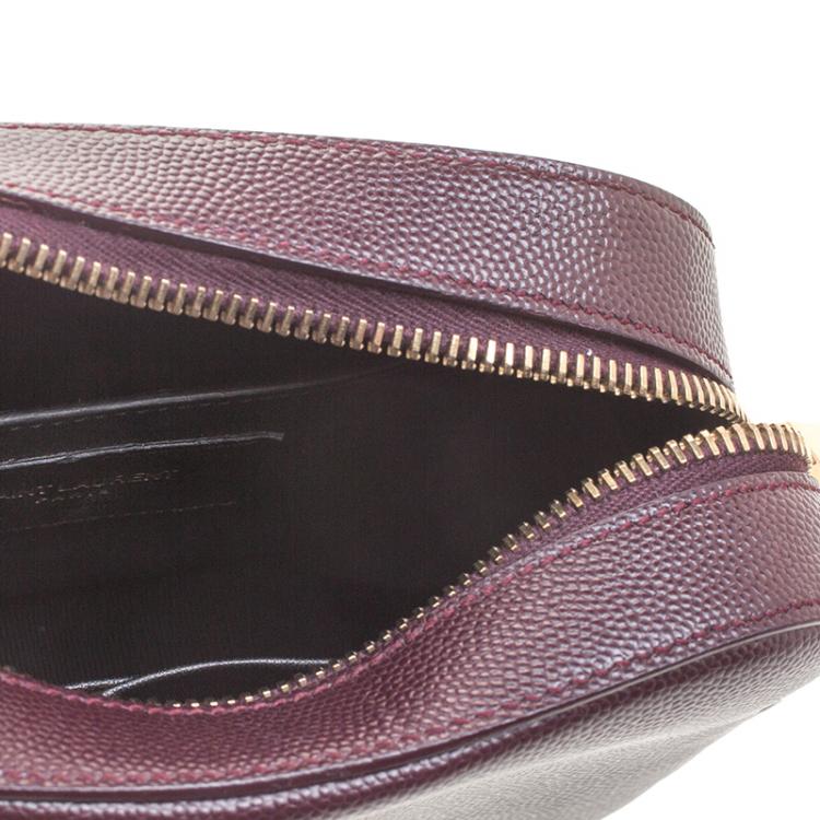 Pre Owned Saint Laurent Paris Burgundy Leather Crossbody Bag