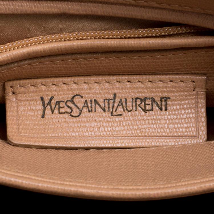 Pre Owned Saint Laurent Paris Beige Leather Ligne Y Charm Crossbody Bag 