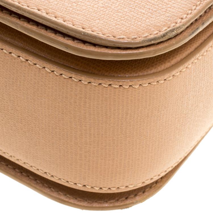 Pre Owned Saint Laurent Paris Beige Leather Ligne Y Charm Crossbody Bag 