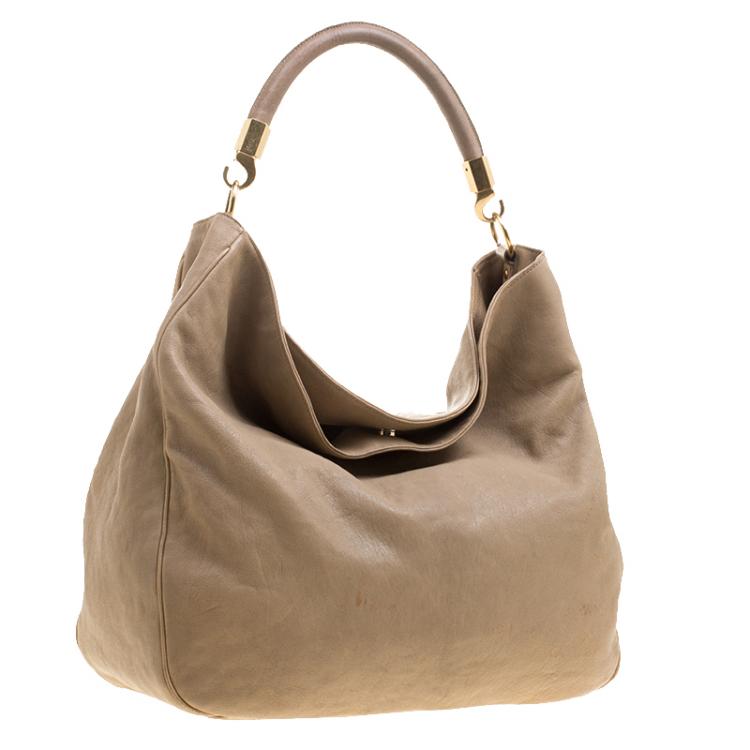 Pre Owned Saint Laurent Paris Beige Leather Roady Hobo