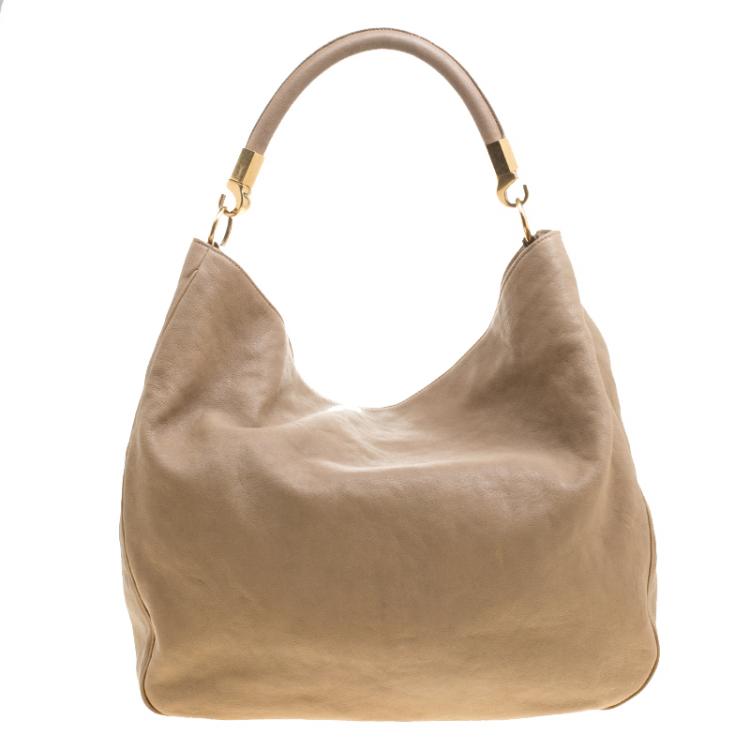 Pre Owned Saint Laurent Paris Beige Leather Roady Hobo
