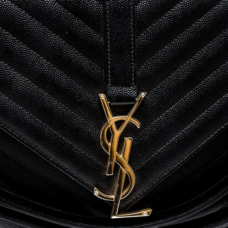 Pre Owned Saint Laurent Paris Black Matelasse Leather Large Cassandre Flap Bag