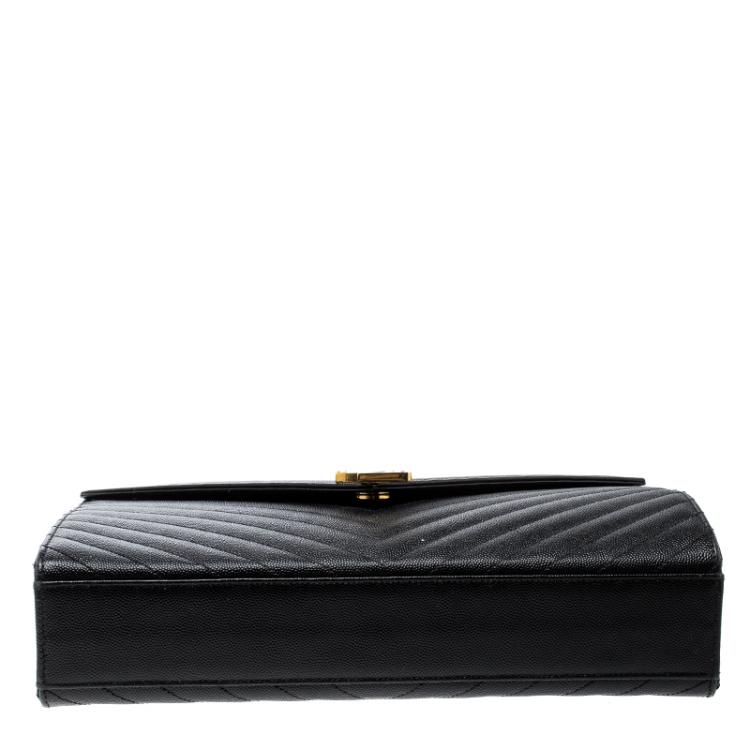 Pre Owned Saint Laurent Paris Black Matelasse Leather Large Cassandre Flap Bag