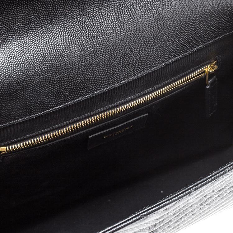 Pre Owned Saint Laurent Paris Black Matelasse Leather Large Cassandre Flap Bag