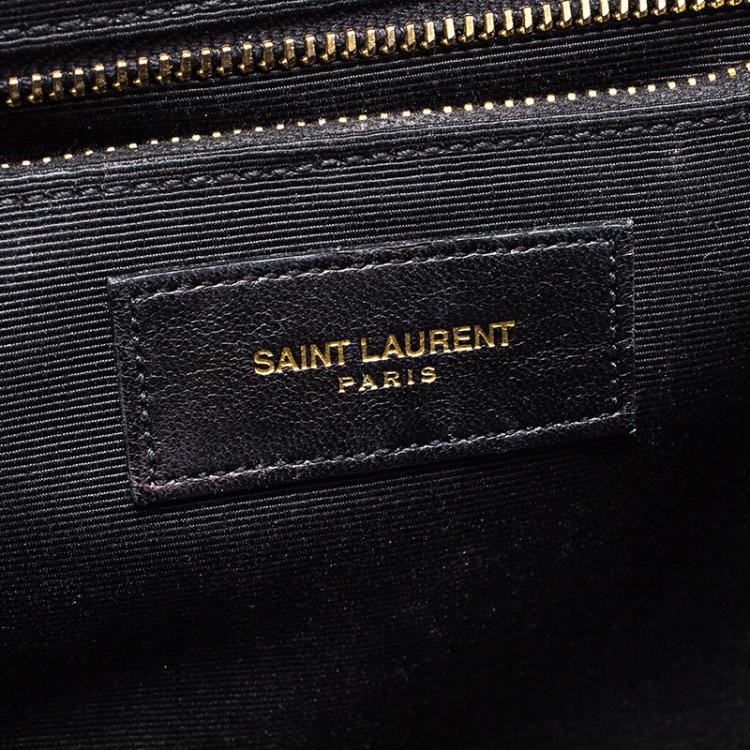 Pre Owned Saint Laurent Paris Black Matelasse Leather Large Cassandre Flap Bag