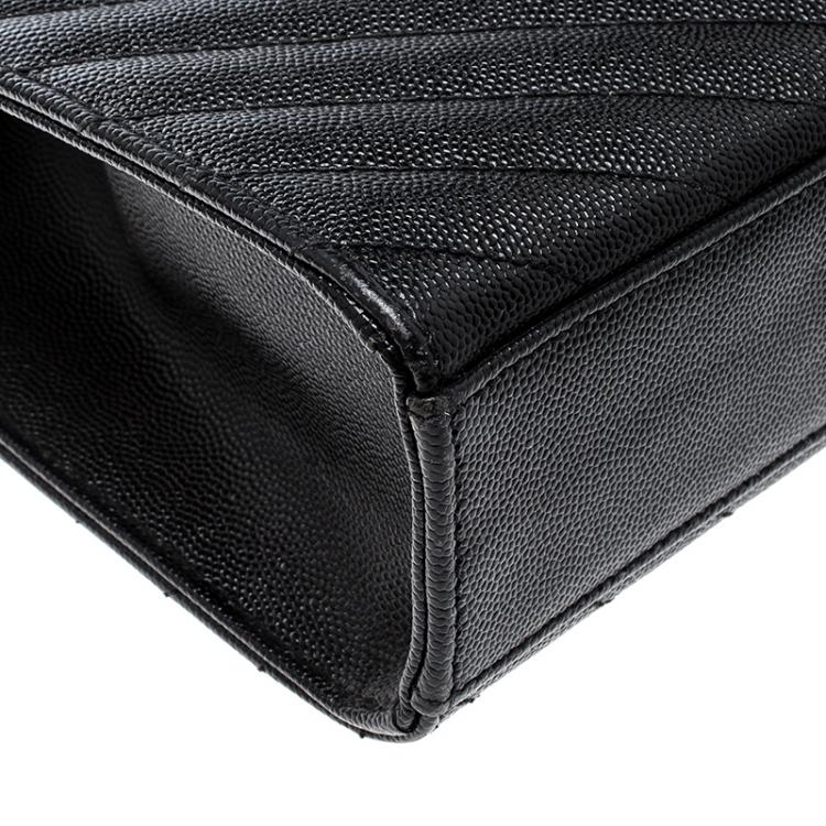 Pre Owned Saint Laurent Paris Black Matelasse Leather Large Cassandre Flap Bag