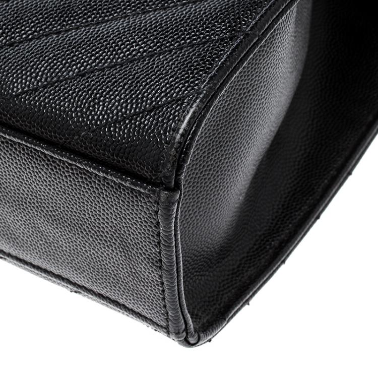 Pre Owned Saint Laurent Paris Black Matelasse Leather Large Cassandre Flap Bag