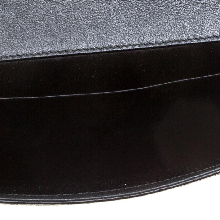 Pre Owned Saint Laurent Silver/Black Shimmering Canvas Belle De Jour Clutch