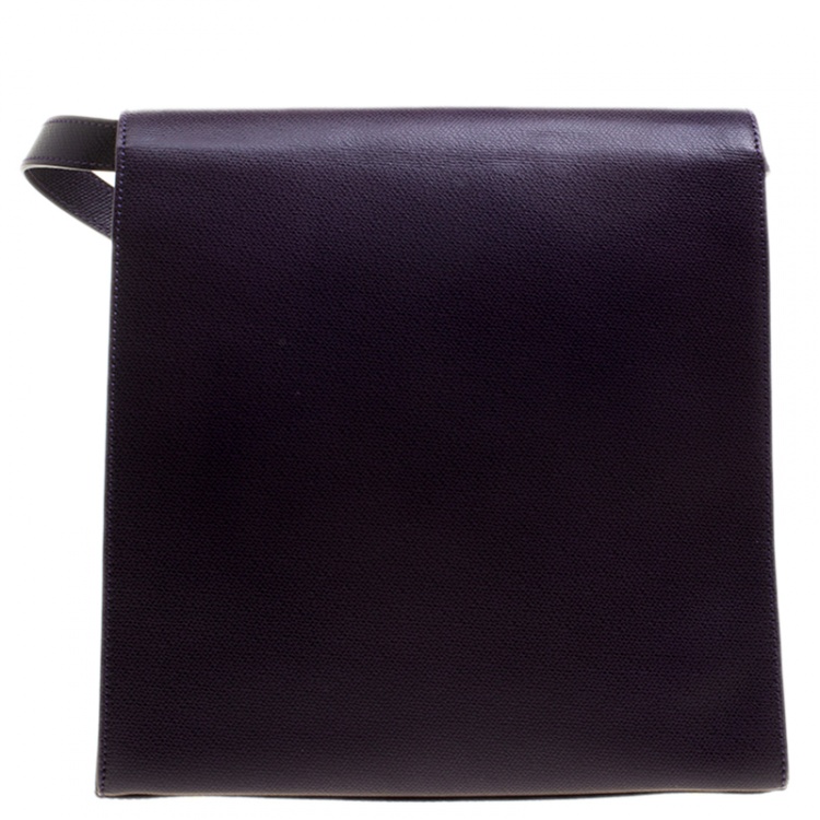 مملوكة مسبقًا Saint Laurent Paris Purple Leather Double Pocket Crossbody Bag