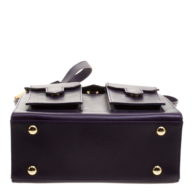 مملوكة مسبقًا Saint Laurent Paris Purple Leather Double Pocket Crossbody Bag
