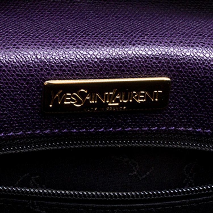 مملوكة مسبقًا Saint Laurent Paris Purple Leather Double Pocket Crossbody Bag