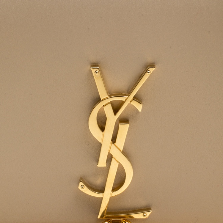 Pre Owned Saint Laurent Paris Beige Leather Kate Tassel Wallet On Chain