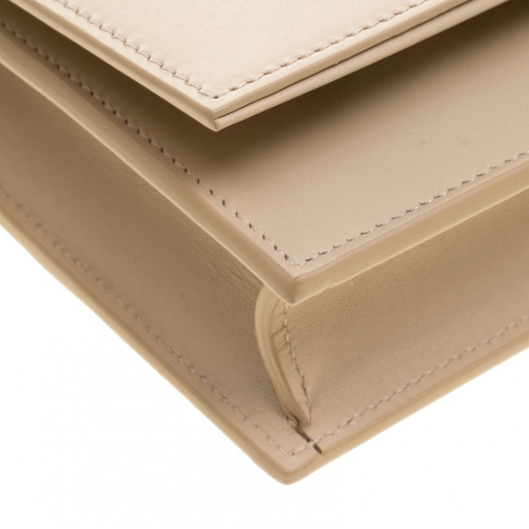 Pre Owned Saint Laurent Paris Beige Leather Kate Tassel Wallet On Chain