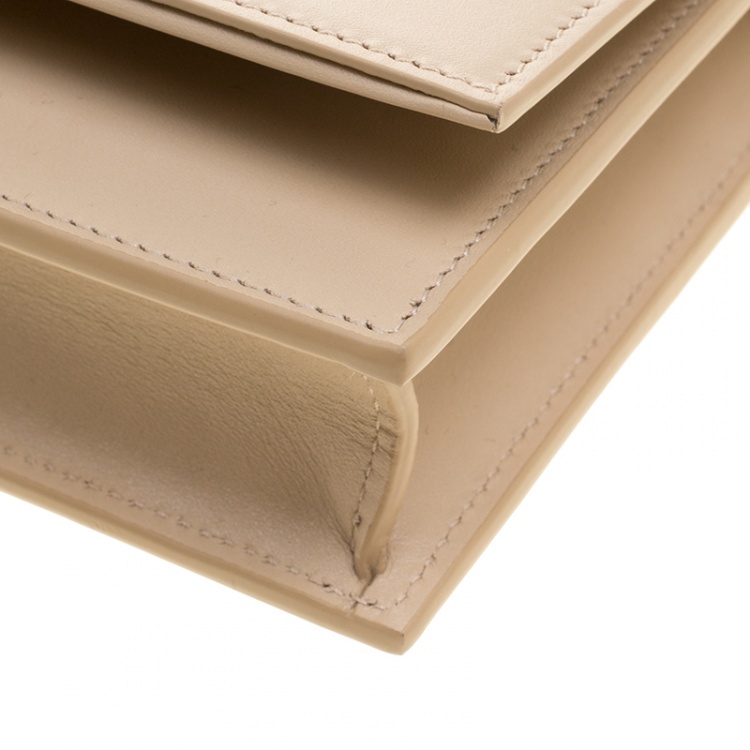 Pre Owned Saint Laurent Paris Beige Leather Kate Tassel Wallet On Chain