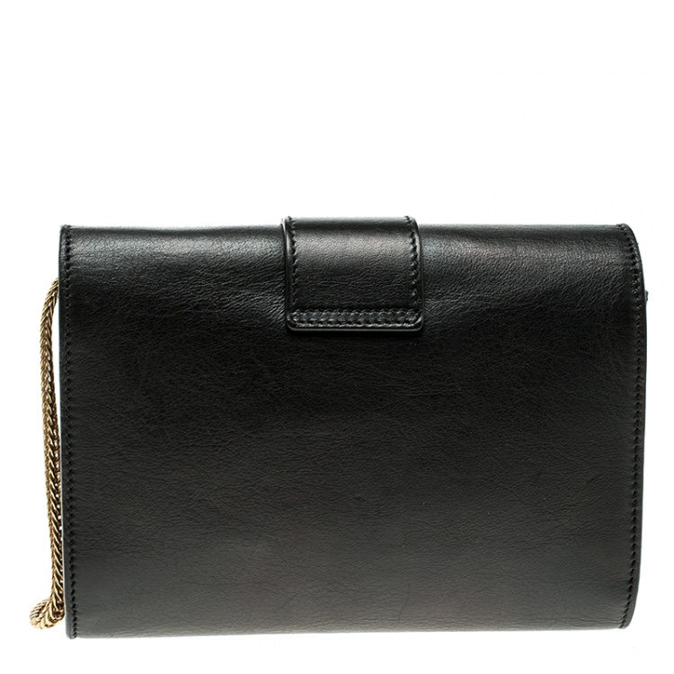 Pre Owned Saint Laurent Paris Black Leather Mini  Y-Ligne Pochette Crossbody Bag