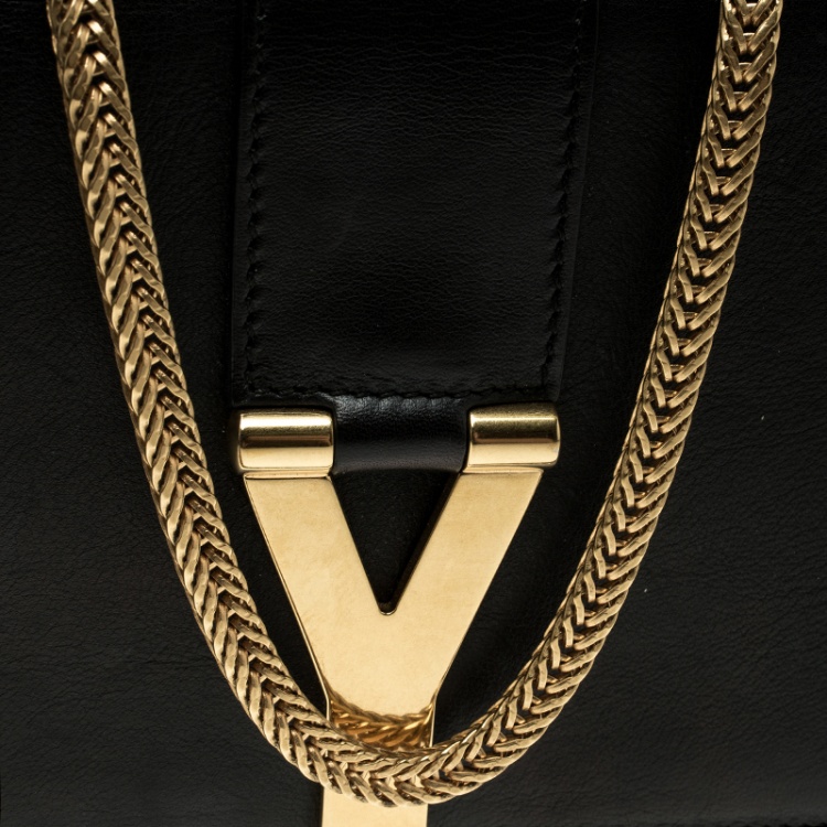 Pre Owned Saint Laurent Paris Black Leather Mini  Y-Ligne Pochette Crossbody Bag