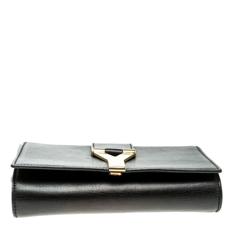 Pre Owned Saint Laurent Paris Black Leather Mini  Y-Ligne Pochette Crossbody Bag
