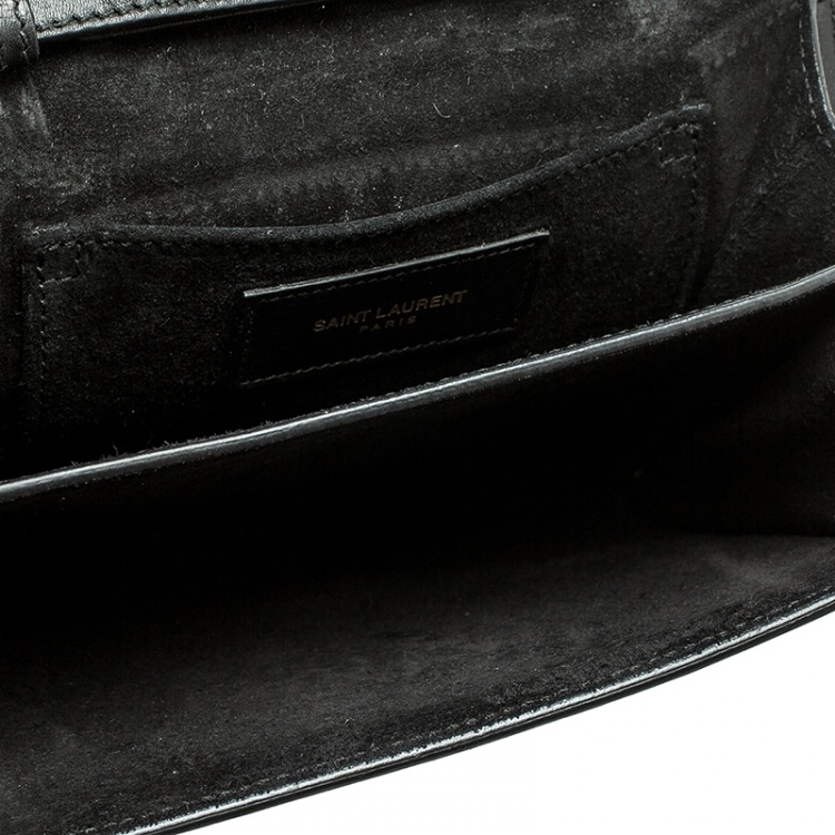 Pre Owned Saint Laurent Paris Black Leather Mini  Y-Ligne Pochette Crossbody Bag
