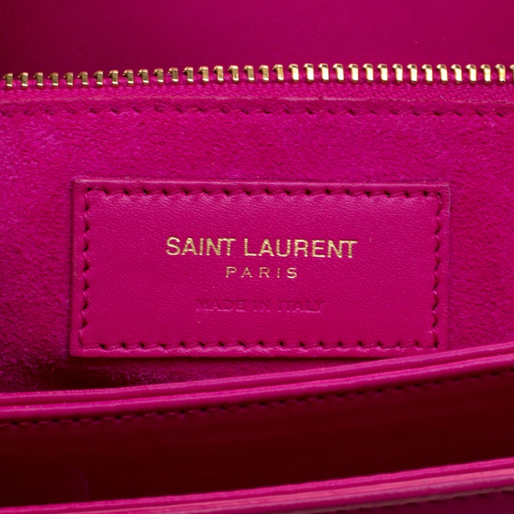 Saint Laurent Fuschia Leather Monogram Université Flap Bag Saint 