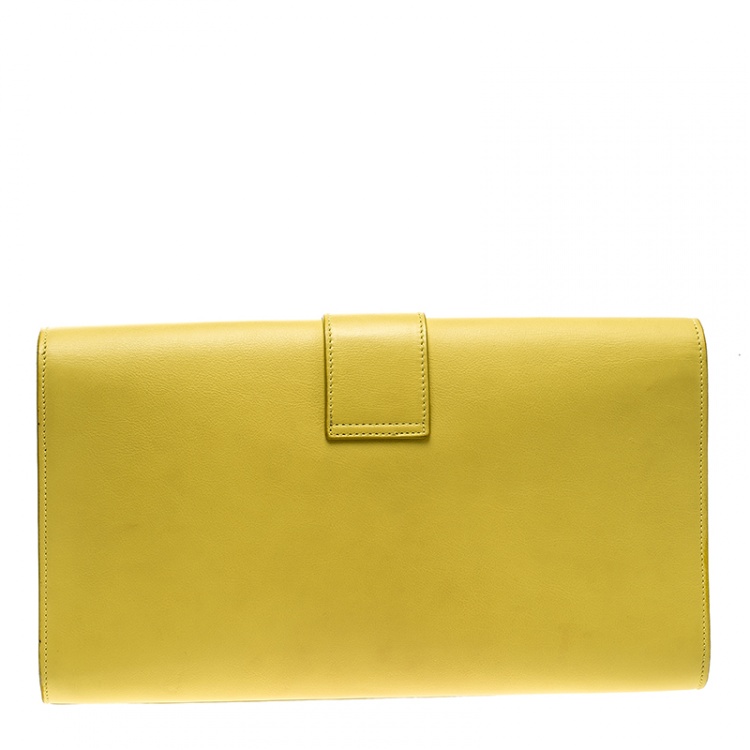Pre Owned Saint Laurent Yellow Leather Chyc Clutch