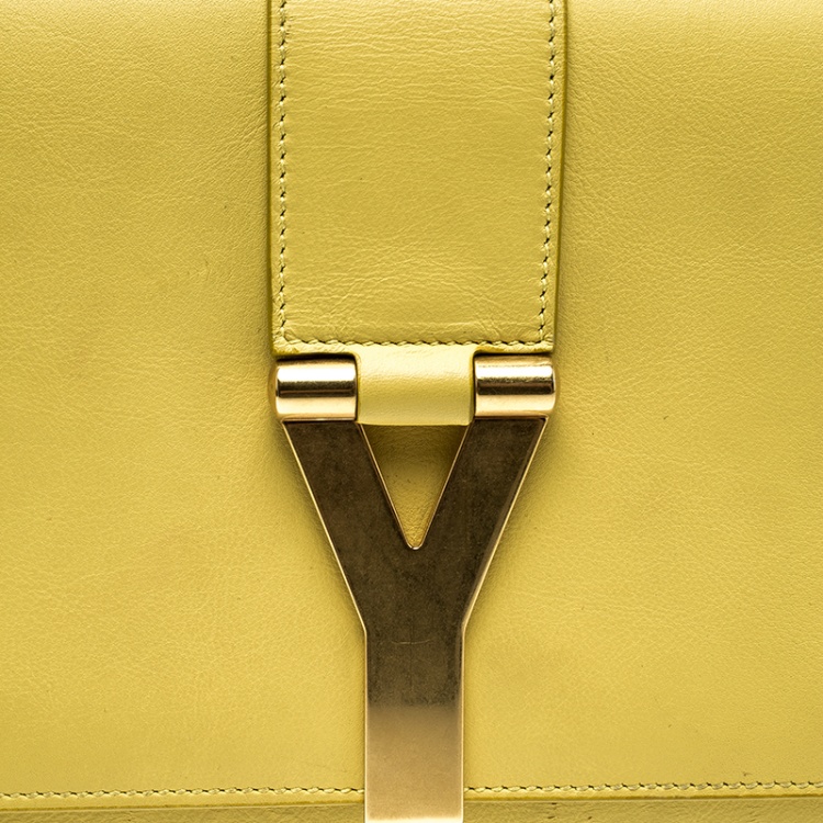 Pre Owned Saint Laurent Yellow Leather Chyc Clutch