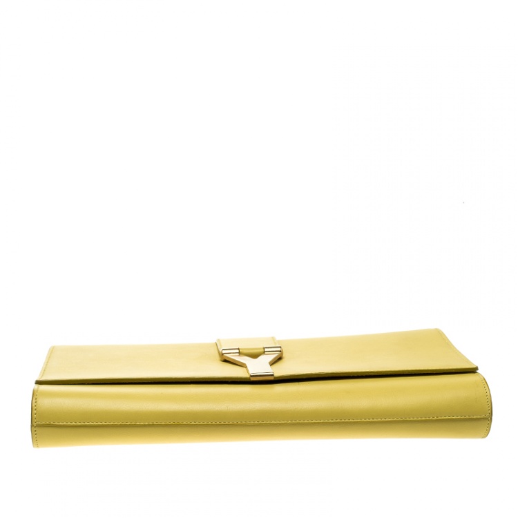 Pre Owned Saint Laurent Yellow Leather Chyc Clutch