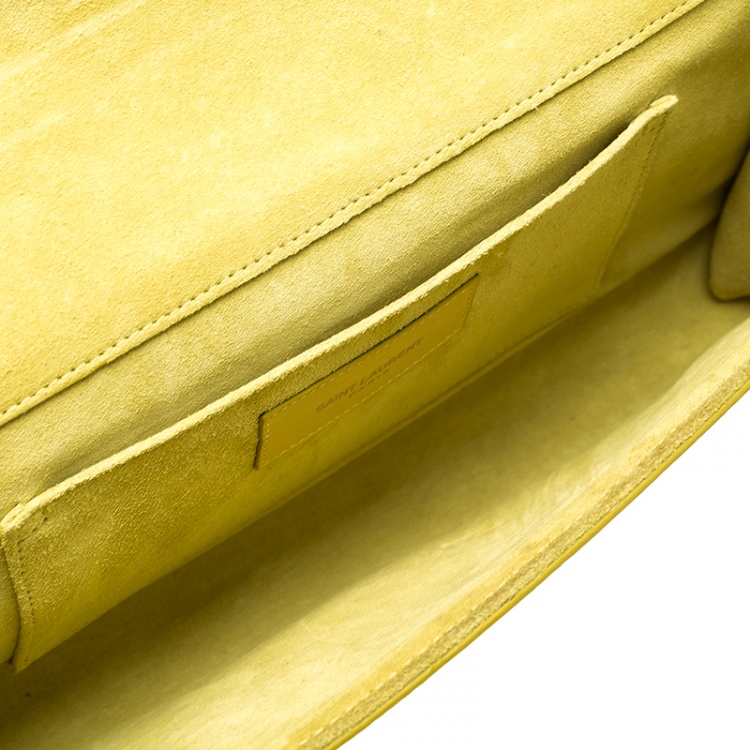 Pre Owned Saint Laurent Yellow Leather Chyc Clutch