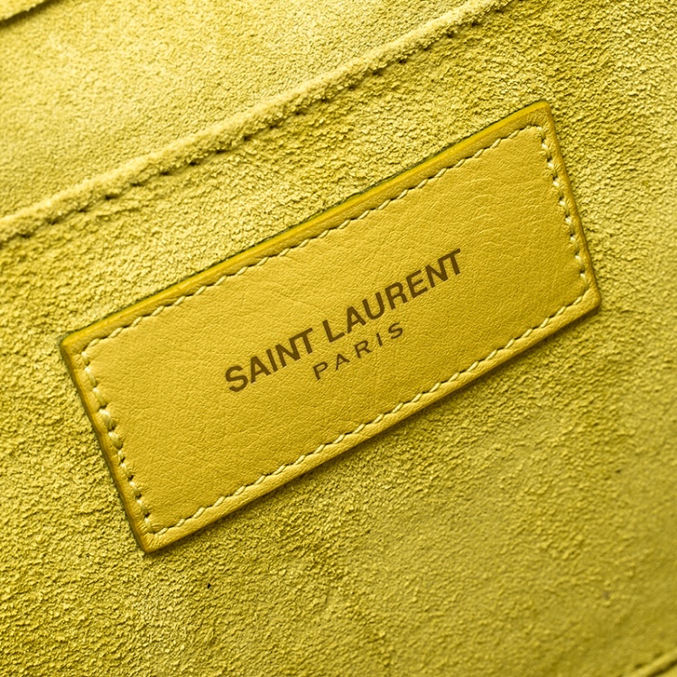 Pre Owned Saint Laurent Yellow Leather Chyc Clutch
