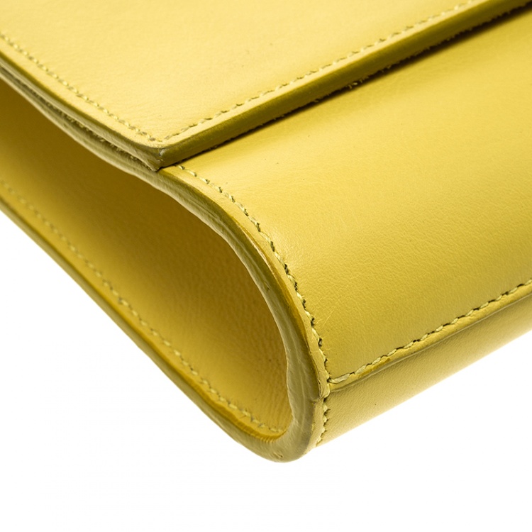 Pre Owned Saint Laurent Yellow Leather Chyc Clutch