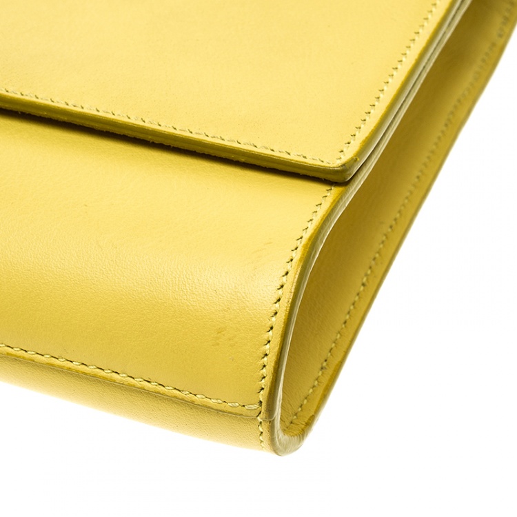 Pre Owned Saint Laurent Yellow Leather Chyc Clutch