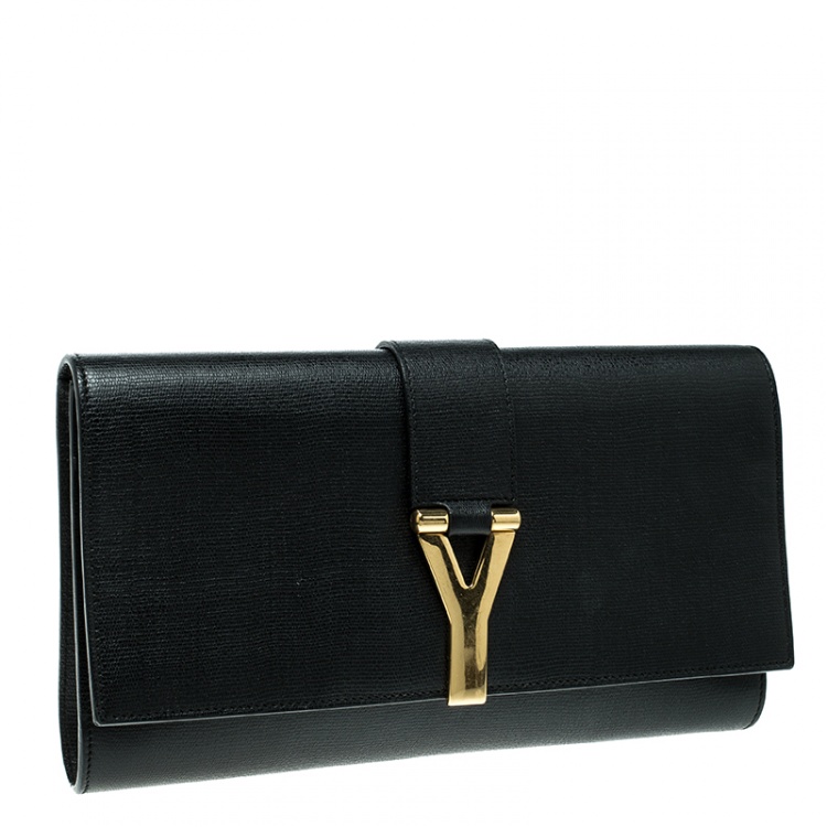 Pre Owned Saint Laurent Black Leather Chyc Clutch