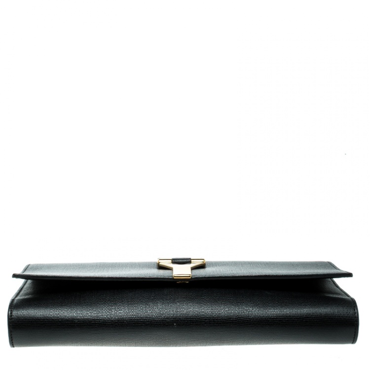 Pre Owned Saint Laurent Black Leather Chyc Clutch