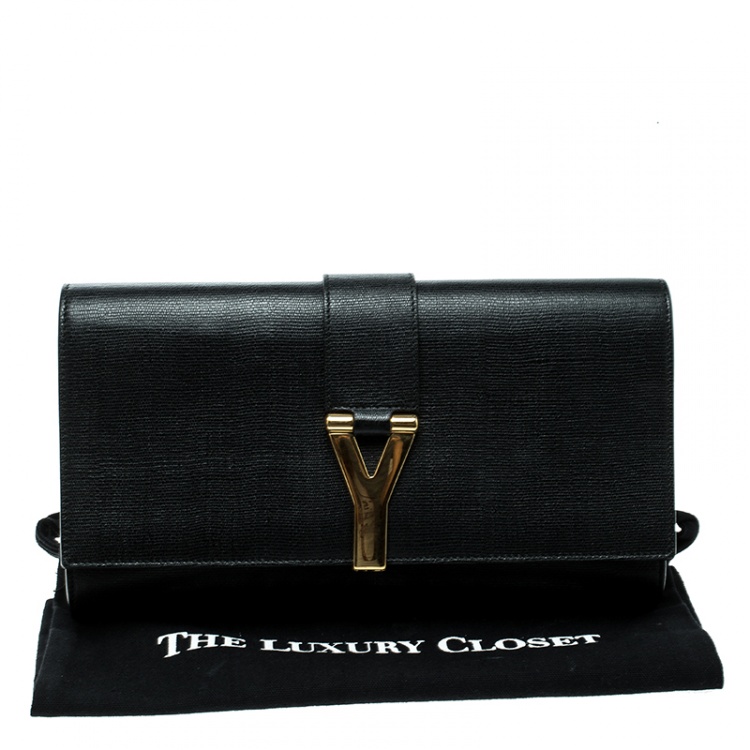 Pre Owned Saint Laurent Black Leather Chyc Clutch