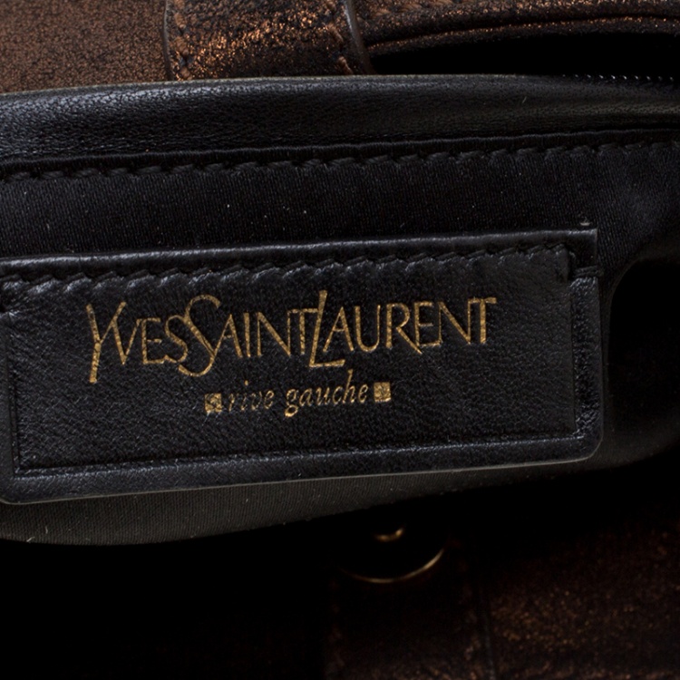 Pre Owned Saint Laurent Bronze Leather Bow Shoulder Bag