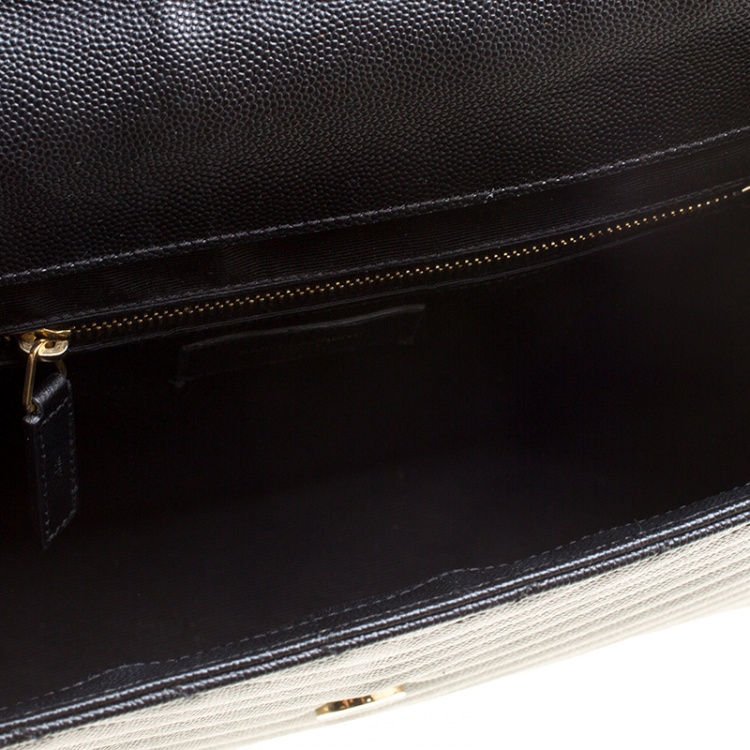 Pre Owned Saint Laurent Black Matelasse Leather Cassandre Shoulder Bag