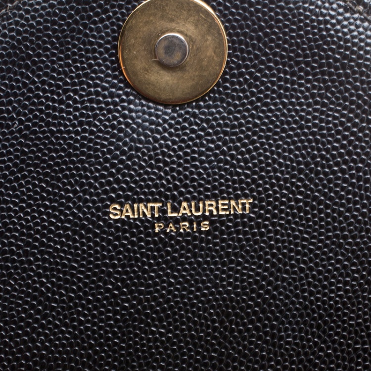 Pre Owned Saint Laurent Black Matelasse Leather Cassandre Shoulder Bag