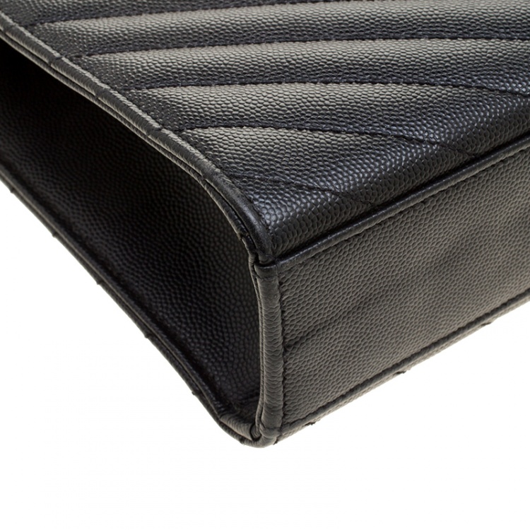 Pre Owned Saint Laurent Black Matelasse Leather Cassandre Shoulder Bag