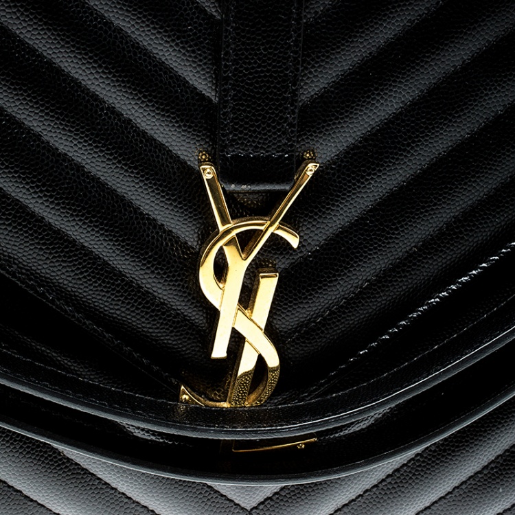 Pre Owned Saint Laurent Black Matelasse Leather Large Cassandre Flap Bag