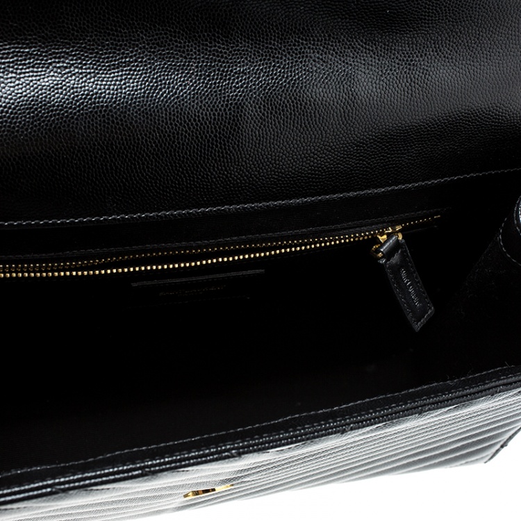 Pre Owned Saint Laurent Black Matelasse Leather Large Cassandre Flap Bag