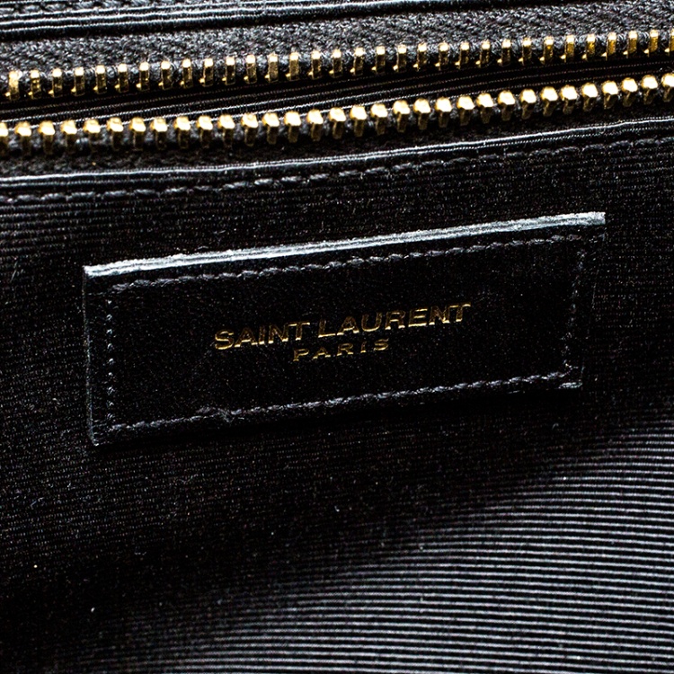 Pre Owned Saint Laurent Black Matelasse Leather Large Cassandre Flap Bag