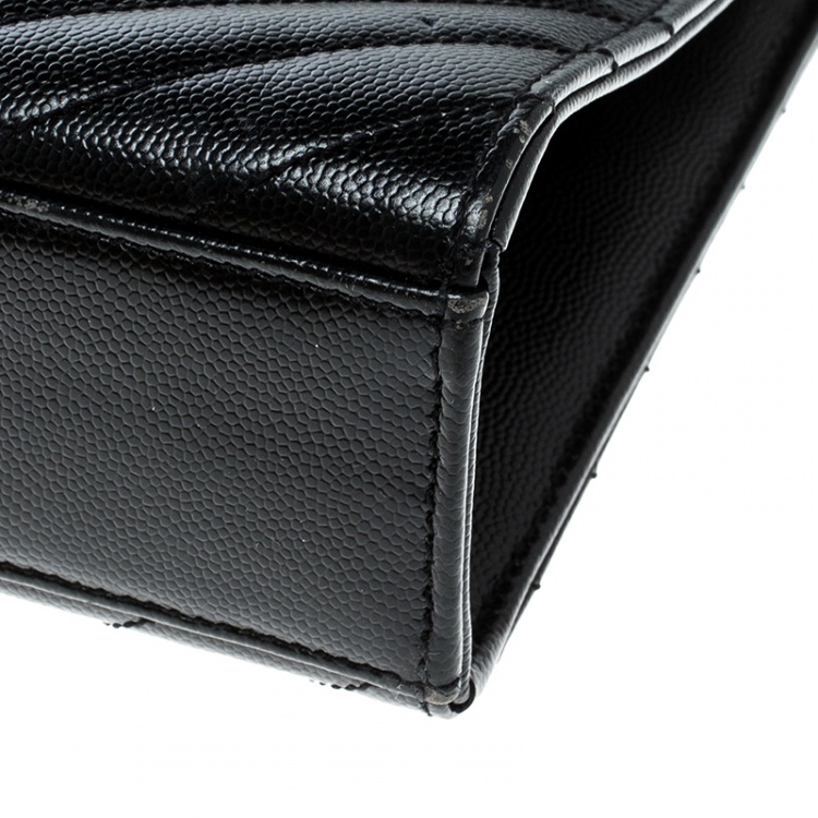 Pre Owned Saint Laurent Black Matelasse Leather Large Cassandre Flap Bag