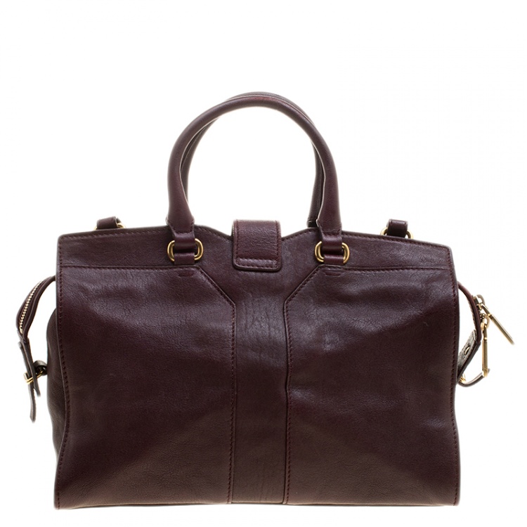 Pre Owned Saint Laurent Paris Burgundy Leather Small Cabas Chyc Tote