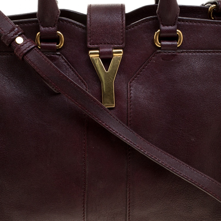 Pre Owned Saint Laurent Paris Burgundy Leather Small Cabas Chyc Tote