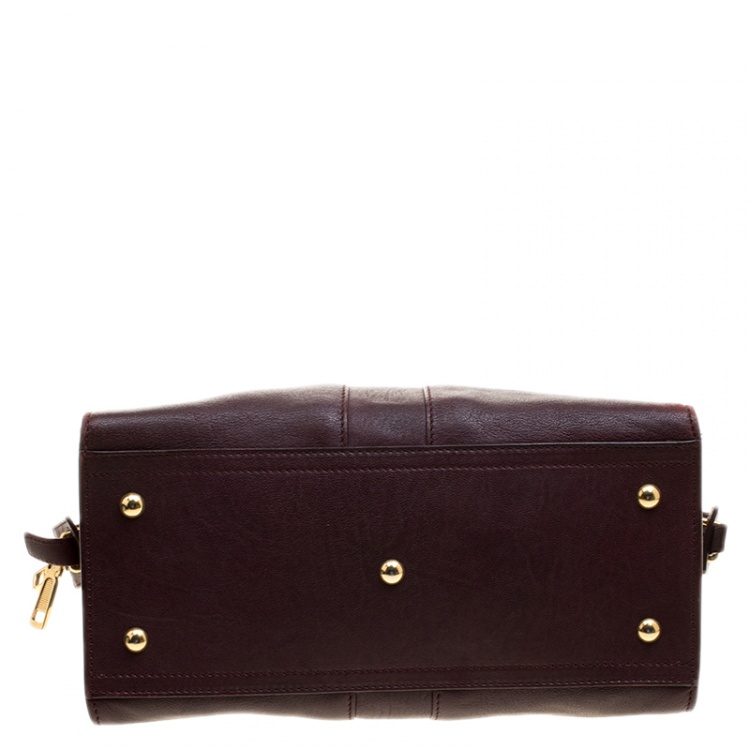 Pre Owned Saint Laurent Paris Burgundy Leather Small Cabas Chyc Tote