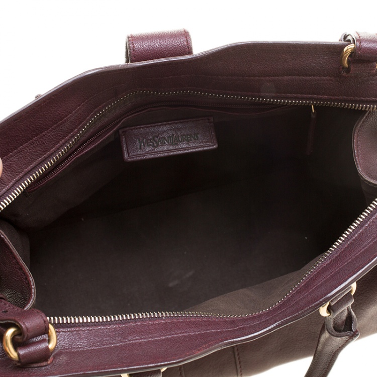 Pre Owned Saint Laurent Paris Burgundy Leather Small Cabas Chyc Tote
