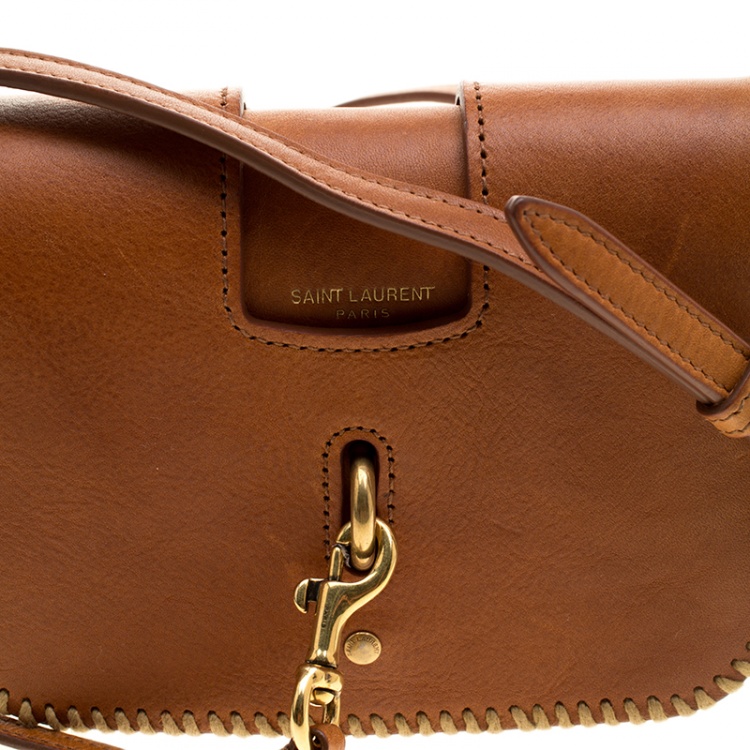 Pre Owned Saint Laurent Brown Leather Charlotte Toy Crossbody Bag