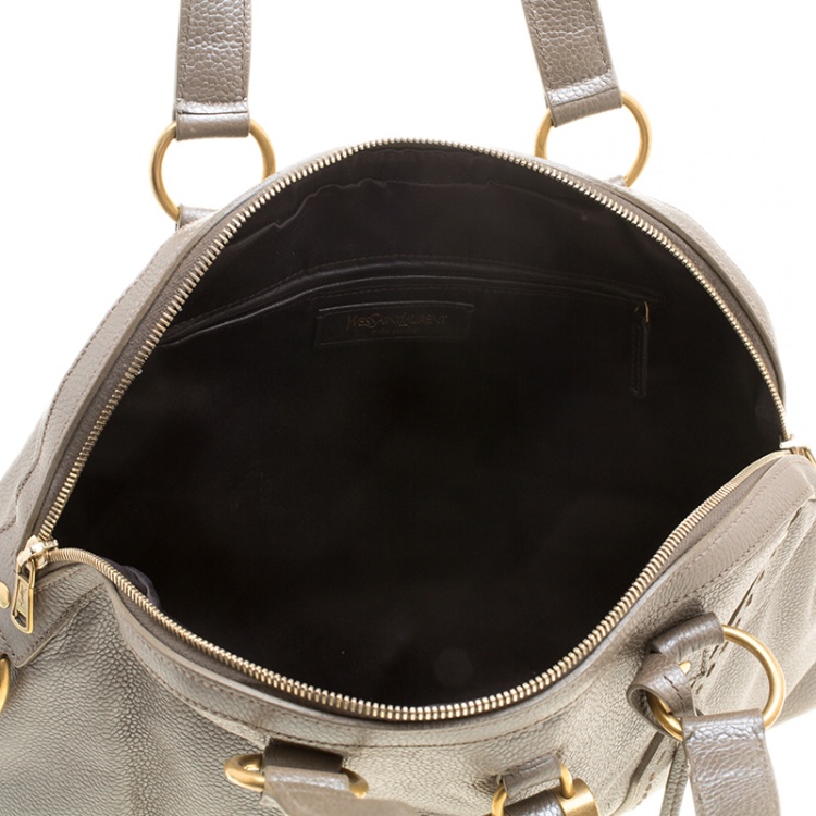 Pre Owned Saint Laurent Paris Taupe Shimmering Leather Large Muse Bag
