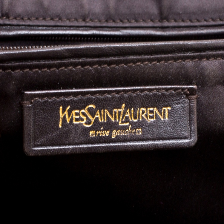 Pre Owned Saint Laurent Paris Taupe Shimmering Leather Large Muse Bag