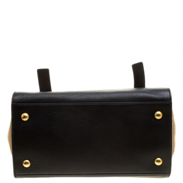 Pre Owned Saint Laurent Black/Brown Leather and Suede Small Muse Two Satchel